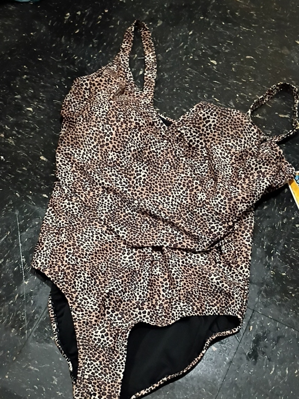 Brand New Caribbean Leopard-Print One-Piece Swimsuit - Brown and Black-m2 - Picture 1 of 5